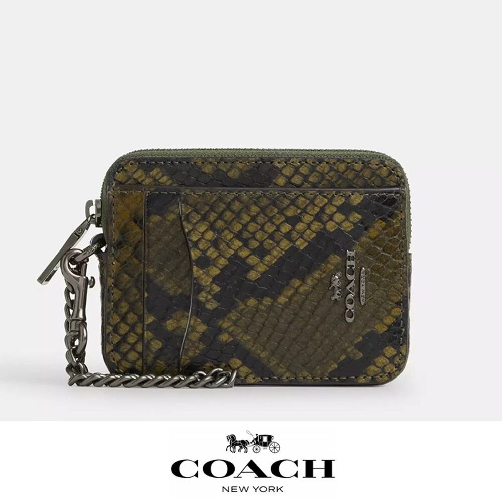 ❤️ Coach Zip Card Case With Snake Print